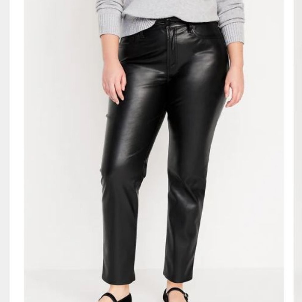 High-Waisted OG Straight Faux-Leather Ankle Pants for Women